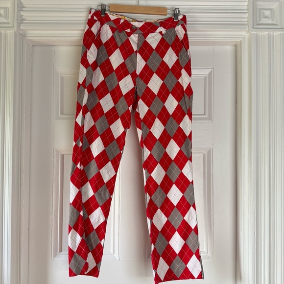 Loudmouth Golf Men’s Red & Gray Argyle Pants 32x32L - Picture 1 of 9